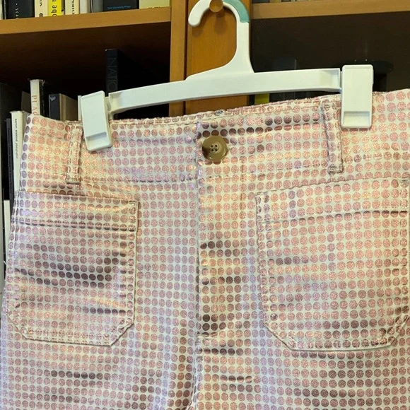 Anthropologie Pink and White Polka Dot Cropped Pants - Picture 3 of 11